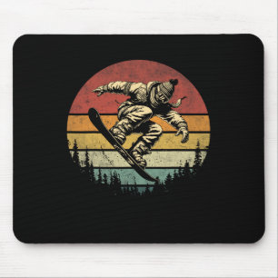 Vintager Snowboarder Grafik Retro gestörter Schnee Mousepad