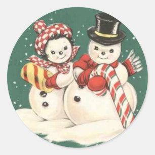 Vintager Snowman-Aufkleber Runder Aufkleber
