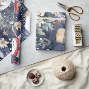 Vintager Snowman & Christmas Florals Geschenkpapier