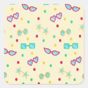 Vintager Sommer-Sonnenbrille Star Polka Dot Quadratischer Aufkleber