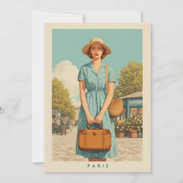 Vintager Sommerwanderweg Paris Einladung (Vorderseite)