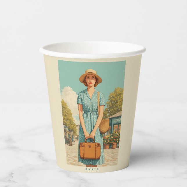Vintager Sommerwanderweg Paris Pappbecher (Vorderseite)