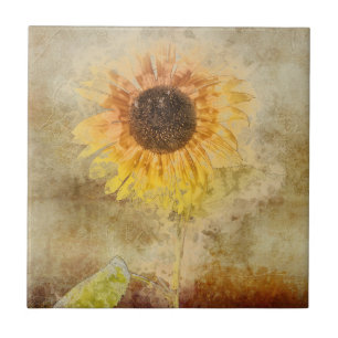 Vintager Sonnenblume-Entwurf Fliese