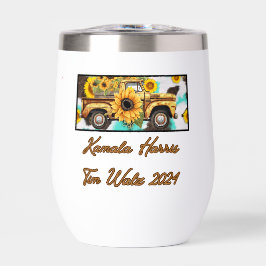 Vintager Sonnenblumenwagen. Harris - Walz 2024