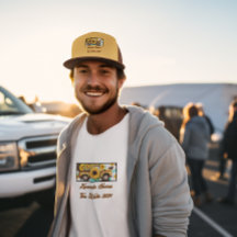 Vintager Sonnenblumenwagen. Harris - Walz. Braun