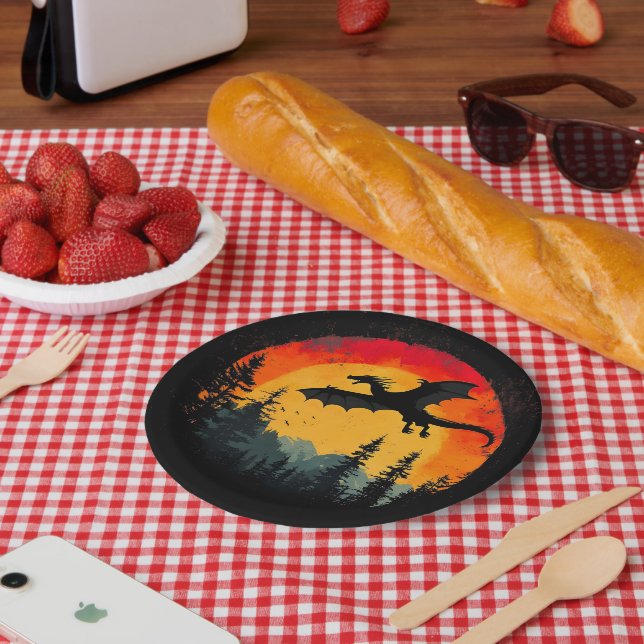 Vintager Sonnenschutzdrache Pappteller (Picknick)
