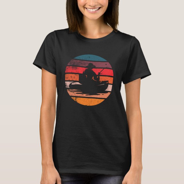 Vintager Sonnenuntergang auf dem Fischerboot T-Shirt (Vorderseite)