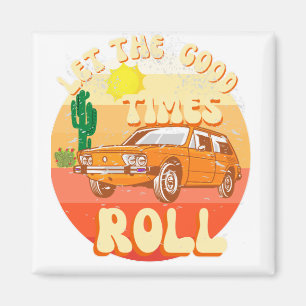 Vintager Sonnenuntergang im Retro-Stil und klassis Magnet