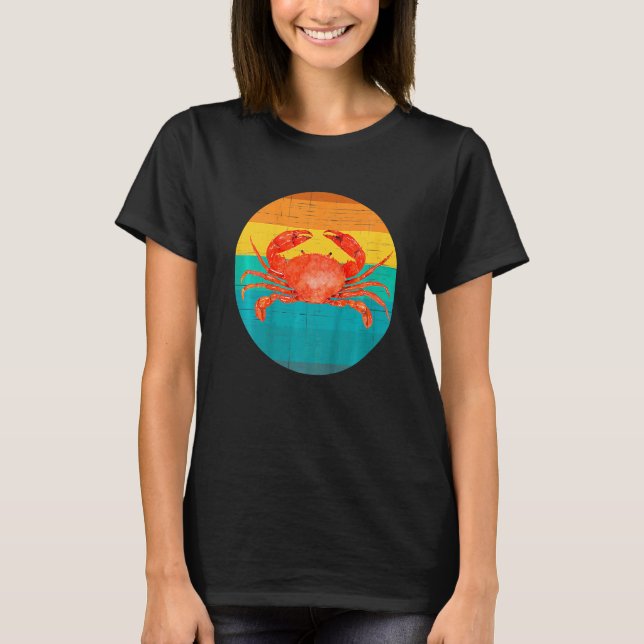 Vintager Sonnenuntergang, Krabben, Krebse, Crabber T-Shirt (Vorderseite)