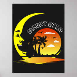 Vintager Sonnenuntergang Strip Moon Poster