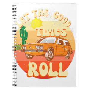 Vintager Sonnenuntergang und Oldtimer Notizblock