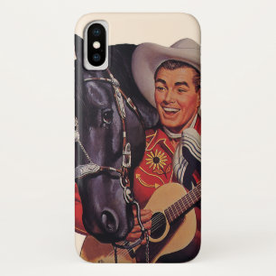 Vintager Spaß, Cowboy Gesang für sein Pferd iPhone X Hülle