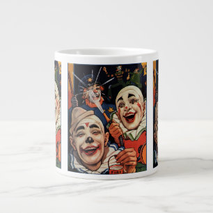 Vintager Spaß, lachende Zirkus-Clowns und Polizei Jumbo-Tasse
