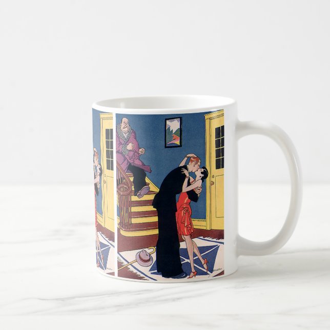 Vintager Spaß, Liebe und Romantik, Spätnachts Kuss Kaffeetasse (Rechts)