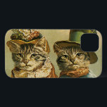Vintager Spaß, Viktorianische Bräutigatzen in Henn Case-Mate iPhone Hülle<br><div class="desc">Vintage Illustration lustiges Spaß-Bild mit Viktorianischen Tabbattkatzen mit Hüten. Eine Liebe und Romantik Haustier Hochzeitsdesign mit einer Katzenbraut und Bräutigam. Die Braut trägt einen eleganten Blumenhut und die Bräutigatze trägt einen extravaganten formalen Oberhut.</div>