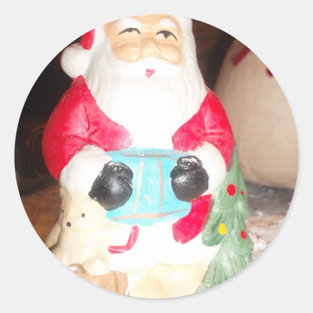 Vintager Spaß Weihnachten mit Schneekunst Runder Aufkleber (Vorderseite)