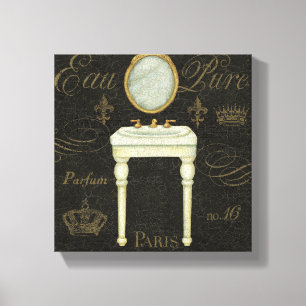 Vintager Spiegel und Wanne Leinwanddruck