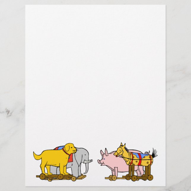 Vintager Spielzeughund, Pferd, Schwein, Elefant (Vorderseite)