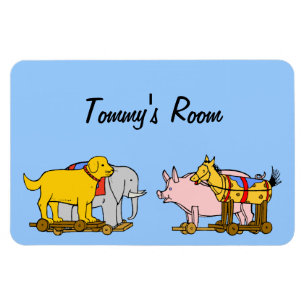 Vintager Spielzeughund, Pferd, Schwein, Elefant Magnet