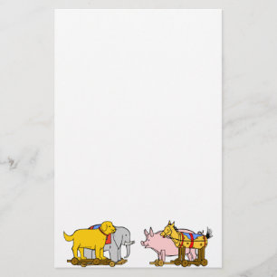 Vintager Spielzeughund, Pferd, Schwein, Elefanteng Briefpapier