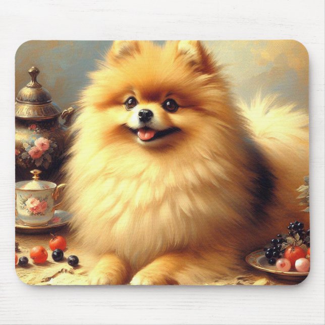 Vintager Spitz Hundeanstrich Mousepad (Vorne)