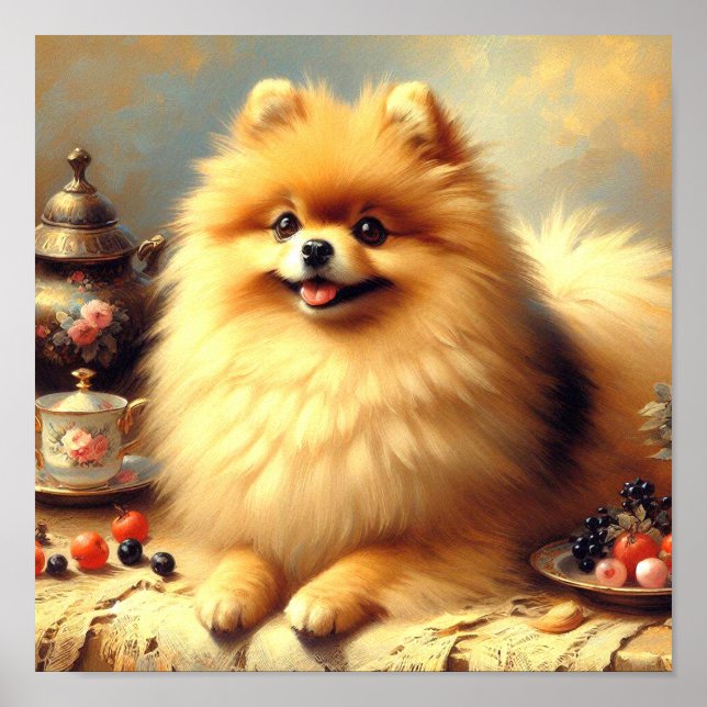 Vintager Spitz Hundeanstrich Poster (Vorne)