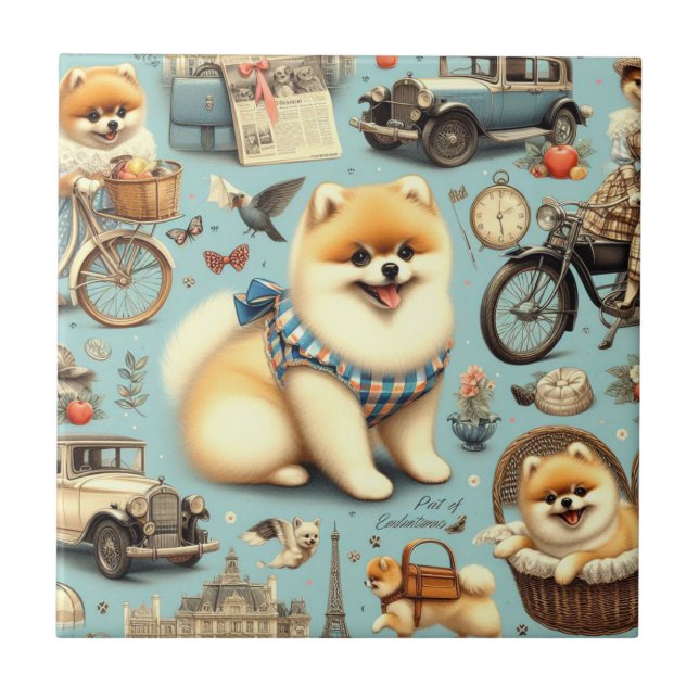 Vintager Spitz Nahtlose Illustration Fliese (Vorderseite)