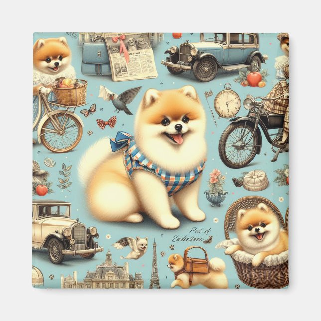 Vintager Spitz Nahtlose Illustration Magnet (Vorne)