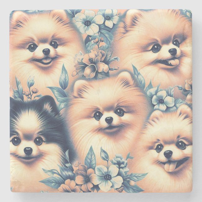 Vintager Spitz Steinuntersetzer (Vorderseite)