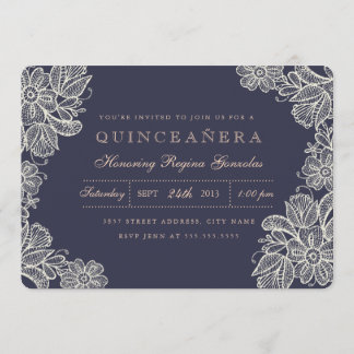 Vintager Spitzenplatz Quinceñera Einladung