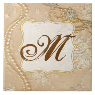 Vintager Spitzenschmuck Victori Monogram Display T Fliese