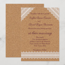 Vintager Spitzenweinkork Einladung zur Hochzeit