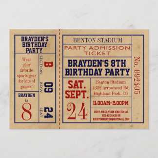 Vintager Sport-Karten-Geburtstag laden - Baseball Einladung