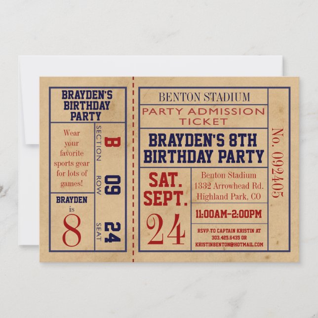 Vintager Sport-Karten-Geburtstag laden - Hockey Einladung (Vorderseite)