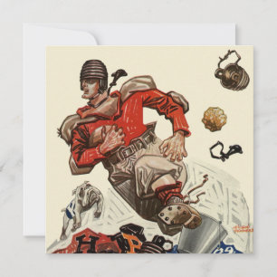 Vintager Sportfußballspieler und Bulldog-Maskottch