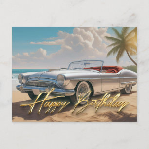Vintager Sportwagen Glückwunsch zum Geburtstag Postkarte