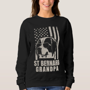 Vintager St. Bernard Grandpa Amerikanische Flagge Sweatshirt