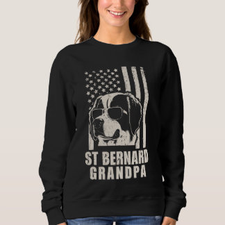Vintager St. Bernard Grandpa Amerikanische Flagge  Sweatshirt