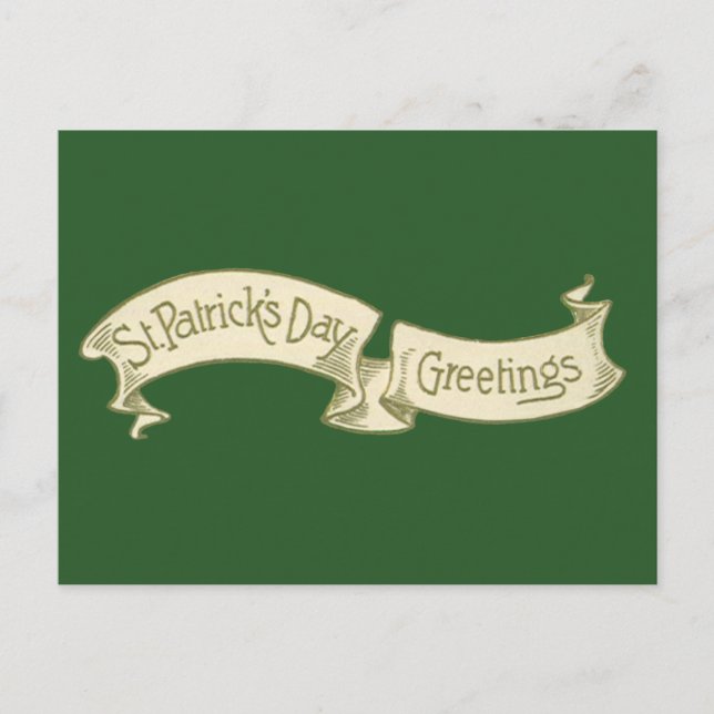 Vintager St. Patrick's Day Gruß Golden Banner Postkarte (Vorderseite)