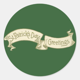 Vintager St. Patrick's Day Gruß Golden Banner Runder Aufkleber