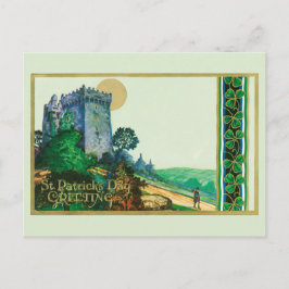 Vintager St. Patrick's Day Gruß mit Schloss Postkarte