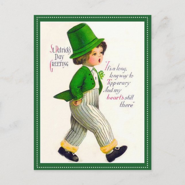 Vintager St. Patrick's Day Gruß Postkarte (Vorderseite)