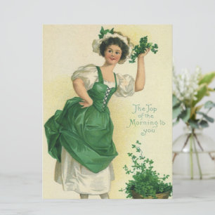 Vintager St. Patrick's Day Irish Lass mit Clovers