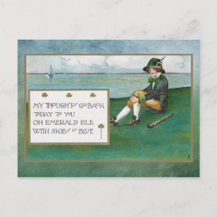 Vintager St. Patrick's Day mit Kind und Gruß Postkarte