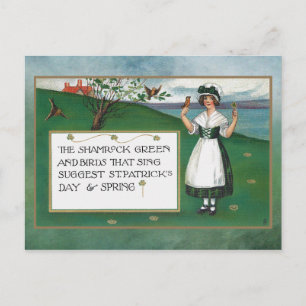 Vintager St. Patrick's Day mit Kind und Gruß Postkarte
