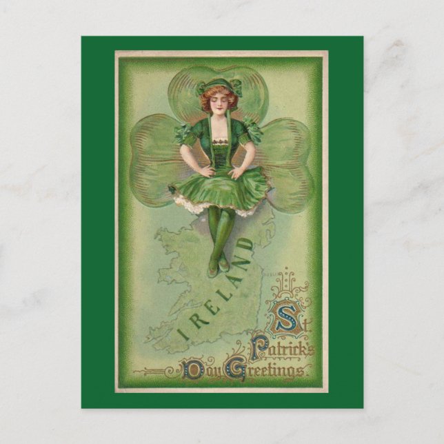 Vintager St. Patrick's Day Postkarte (Vorderseite)
