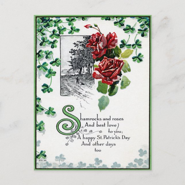 Vintager St. Patrick's Day Postkarte (Vorderseite)