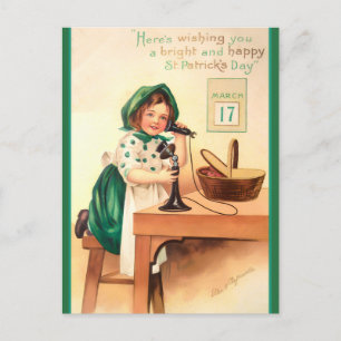 Vintager St. Patricks-Tagesanruf Postkarte