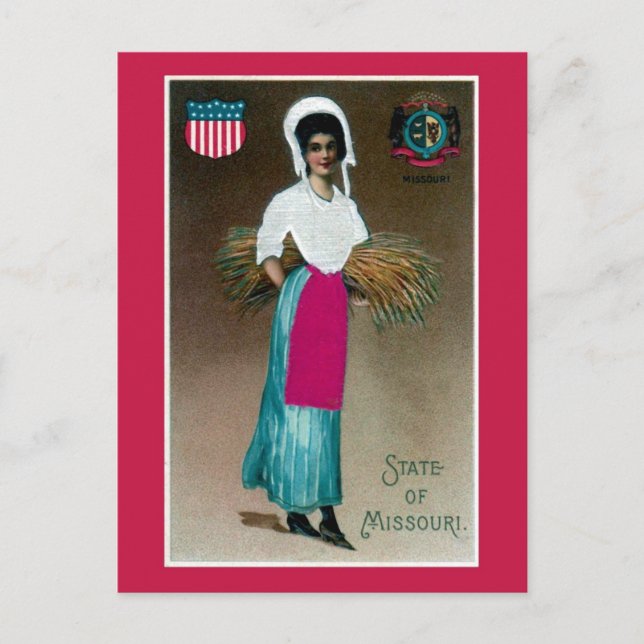Vintager Staat Girl of Missouri Postkarte (Vorderseite)
