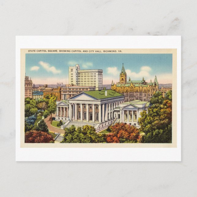 Vintager Staat Hauptstadt, Richmond, Virginia Postkarte (Vorderseite)